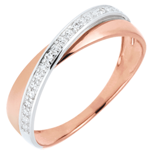 Wedding Ring Saturn Duo - diamonds - rose gold and white gold - 18 carat