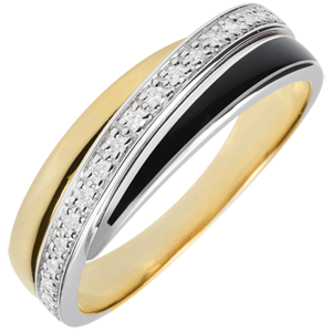 Ring Saturn Diamond - black lacquer and diamonds