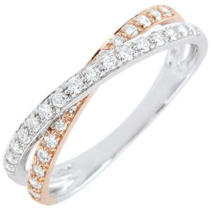 Wedding Ring Saturn Duo double diamond - rose gold and white gold - 18 carat