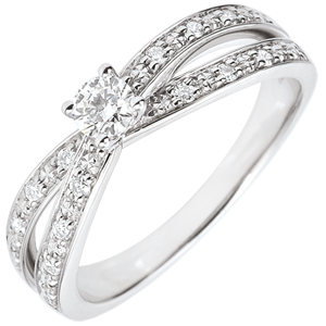 Solitaire Ring Saturn Duo double diamond - white gold - 0.15 carat
