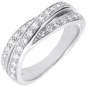 Ring Saturn Diamond - White gold - 29 diamonds - 9 carat