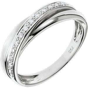 Diamond Saturn Ring - White gold - 18 carat