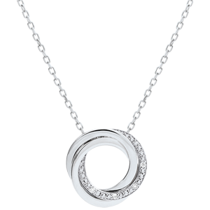 Necklace Saturn - white gold and diamonds - 18 carats