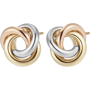 Saturn earrings - three 18 carat golds