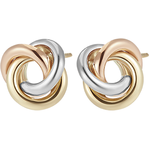 Saturn earrings - three 9 carat golds