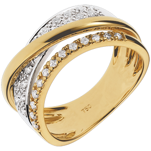 Anillo Real Saturno modificado - oro amarillo, oro blanco 18 quilates y diamantes