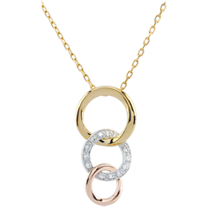 Collana Gala - Tre ori - 18 carati - 13 Diamanti