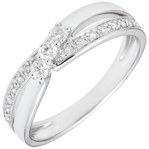 Anello di fidanzamento Trilogy Nido Prezioso - Aurea - Oro bianco - 9 carati - Diamanti - 0.18 carati