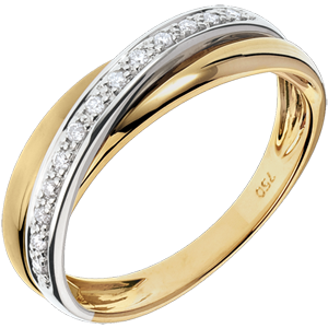 Anillo Saturno diamante - oro amarillo y oro blanco 18 quilates