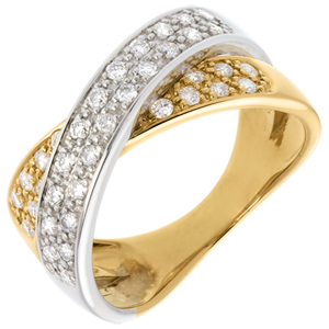 Ring Tandem pavézetting - 0.5 karaat - 36 Diamanten - 18 karaat witgoud en geelgoud