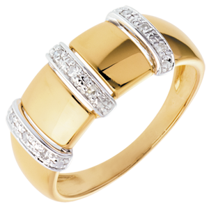 Ring Triade in Gelbgold - 9 Diamanten