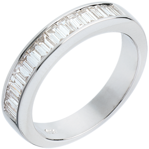 Semi-paved wedding ring white gold channel setting - 1.04 carat