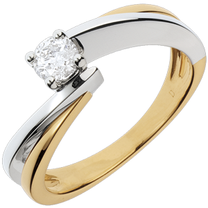 Solitaire Nid Précieux - Filament - diamant 0.26 carat - or blanc et or jaune 18 carats