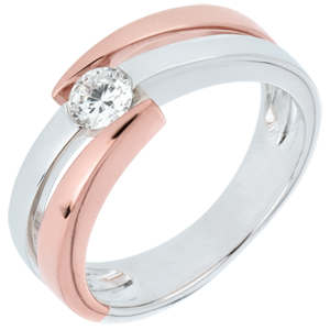 Solitaire Nid Précieux - Inch'Allah - diamant 0.25 carat - or blanc et or rose 9 carats