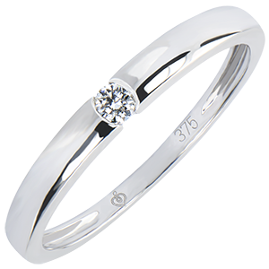 Solitaire Ring Origin - One - white gold 9 carats and diamond