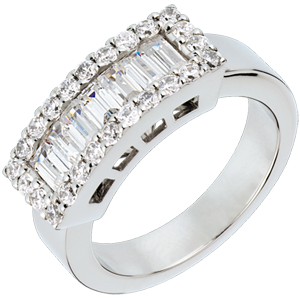 Ring Lanière in Weissgold - 1.35 Karat - 31 Diamanten