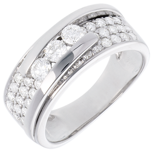 Ring Sterrenbeeld - Trilogie variatie geplaveid - 0.86 karaat - 35 Diamanten- 18 karaat witgoud
