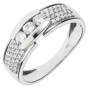 Ring Sterrenbeeld - Trilogie geplaveid 18 karaat witgoud - 0,509 karaat - 57 Diamanten