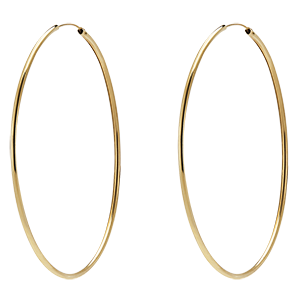 Thin hoop earrings – diameter 50mm – yellow gold 9 carat 