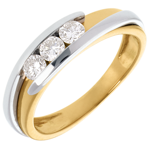 Trilogie Nid Précieux - Bipolaire - diamant 0.38 carat - or blanc et or jaune 18 carats