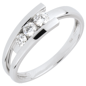 Trilogie Ring Kostbarer Kokon - Trianon - Weißgold - 3 Diamanten 0. 31 Karat - 18 Karat