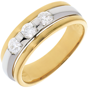 Trilogy Eclissi - Oro giallo e Oro bianco - 18 carati - 3 Diamanti - 0.44 carati 