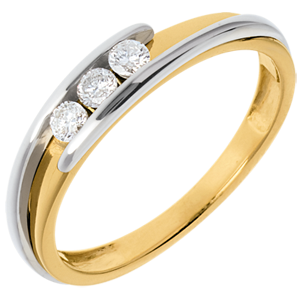 Trilogy Nido Prezioso - Bipolare - Oro giallo e Oro bianco - 18 carati - 3 Diamanti - 0.156 carati