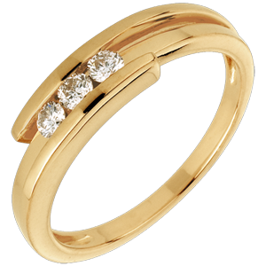Trilogy Ring Precious Nest- Bipolar - yellow gold - 0.17 carat - 18 carats