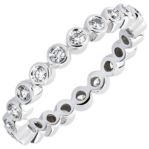 Trouwring Fleur de Sel - Met Diamanten bezette cirkel - 18 karaat witgoud met Diamanten