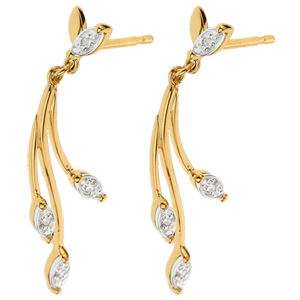 Two Gold and Diamond Floral Luxury Earrings