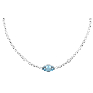 Collana Sguardo d'Oriente - topazio blu e diamanti - oro bianco 9 carati