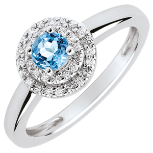 Verlobungsring Schicksal - Sonnentor - 0.3 Karat Topaz und Diamanten - 18 Karat Weißgold
