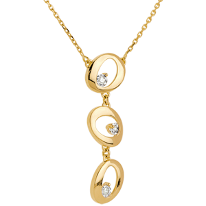 Collier Glanzstück in Gelbgold - 3 Diamanten