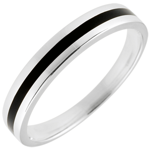 Wedding Ring gold Men - Clair Obscure - One line - white gold and black lacquer - 9 carat