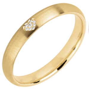 Wedding rings 3 mm « l’Atelier » 20283 - Yellow gold threaded 18 carats - Court - Heart motif
