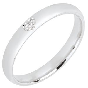 Wedding rings 3 mm « l’Atelier » 32253 - White gold polished 9 carats - Court - Heart motif