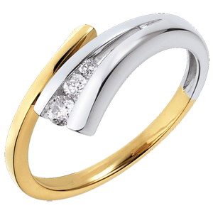 White and Yellow Gold Narval Trilogy Ring - 3 Diamonds