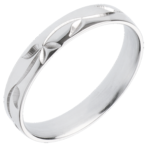 White gold wedding ring Freshness - Ivy engraved - white gold - 18 carat