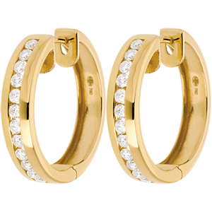 Yellow gold hoops mounted with diamonds - 0.43 carat - 24 diamonds