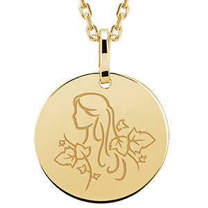 Round medal engraved - Virgo - 9K yellow gold - Zodiac Yours Collection - Edenly Yours