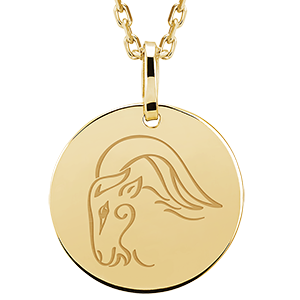 Round medal engraved - Capricorn - 9K yellow gold - Zodiac Yours Collection - Edenly Yours