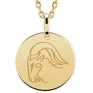 Médaille ronde gravée - Capricorne - or blanc 9 carats - Collection Zodiac Yours - Edenly Yours