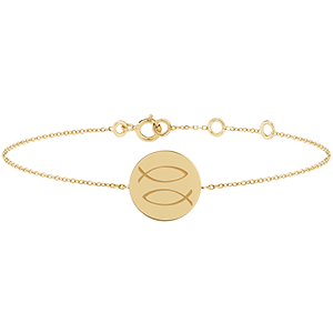 Bracelet médaille ronde - Poisson - or jaune 9 carats - Collection Zodiac Yours - Edenly Yours