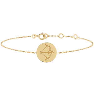 Bracelet médaille ronde gravée - Sagittaire - or jaune 9 carats - Collection Zodiac Yours - Edenly Yours