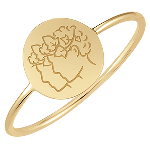 Bague médaillon rond gravée - Gémeaux - or jaune 9 carats - Collection Zodiac Yours - Edenly Yours