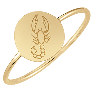 Engraved round medallion ring - Scorpio - 9K yellow gold - Zodiac Yours Collection - Edenly Yours