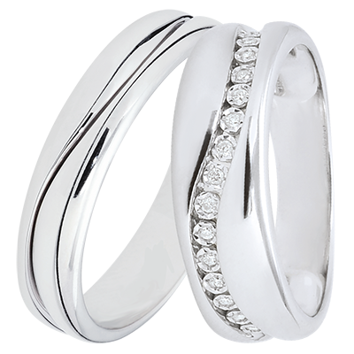 Amour trouwringen-duo – Witgoud & diamanten – 9 karaat Amour trouwringen-duo – Witgoud & diamanten – 9 karaat
