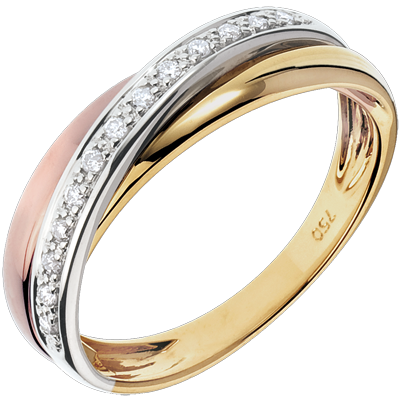 Anillo de matrimonio - 3 oros quilates - Diamante - C1220