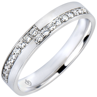 papi Humedad Y Anillo de matrimonio - Oro blanco 9 quilates - Diamante - C4158