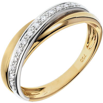 Publicación tensión tijeras Anillo de matrimonio - Oro blanco y Oro amarillo 9 quilates - Diamante -  C710